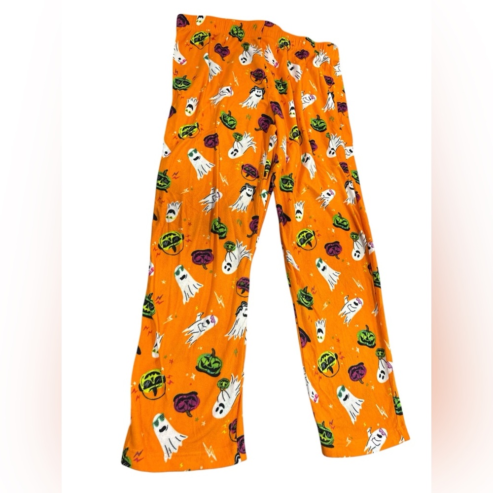 Men’s Orange Halloween Ghost Print Pajama Pants
